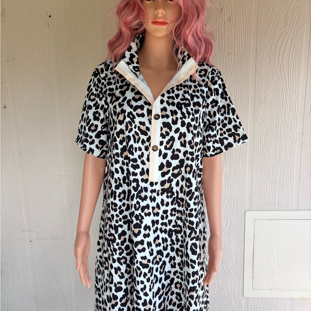 Leopard Print Short Sleeve Dress